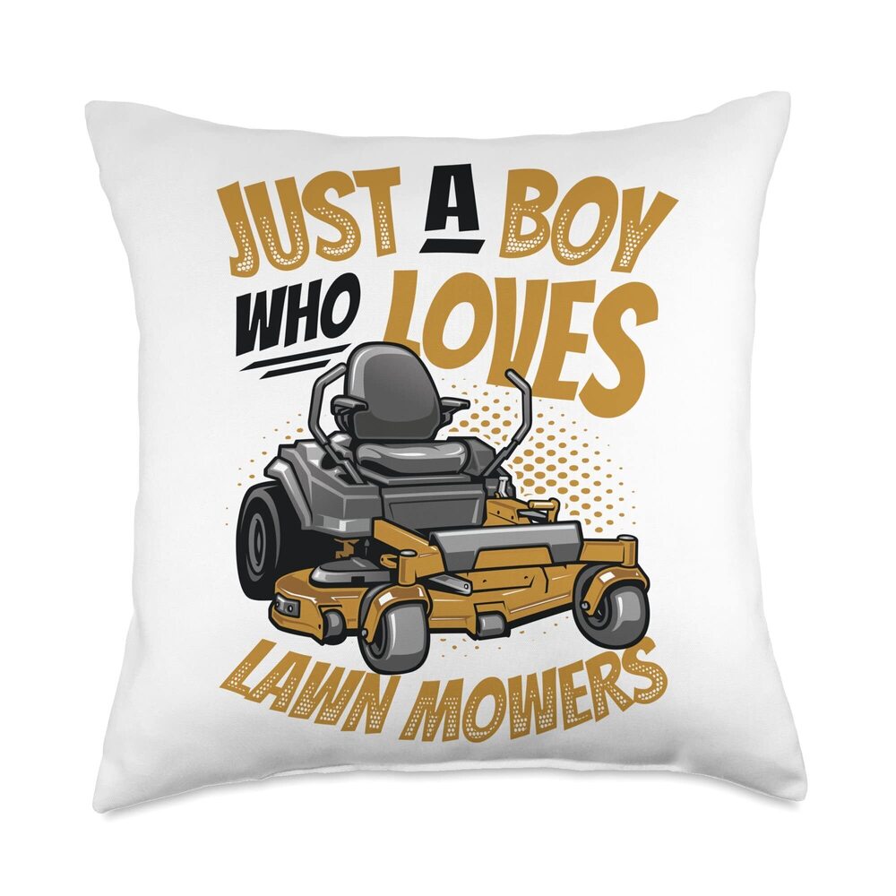 7245 Just A Boy Who Loves Lawn Mower Throw Pillow